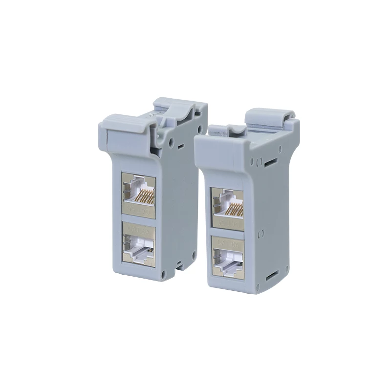 LogiLink DIN Rail tvirtinimo adapteris su 2 Cat.6A ekranuotais inline jungikliais, 10G, PoE++ (MP0079)