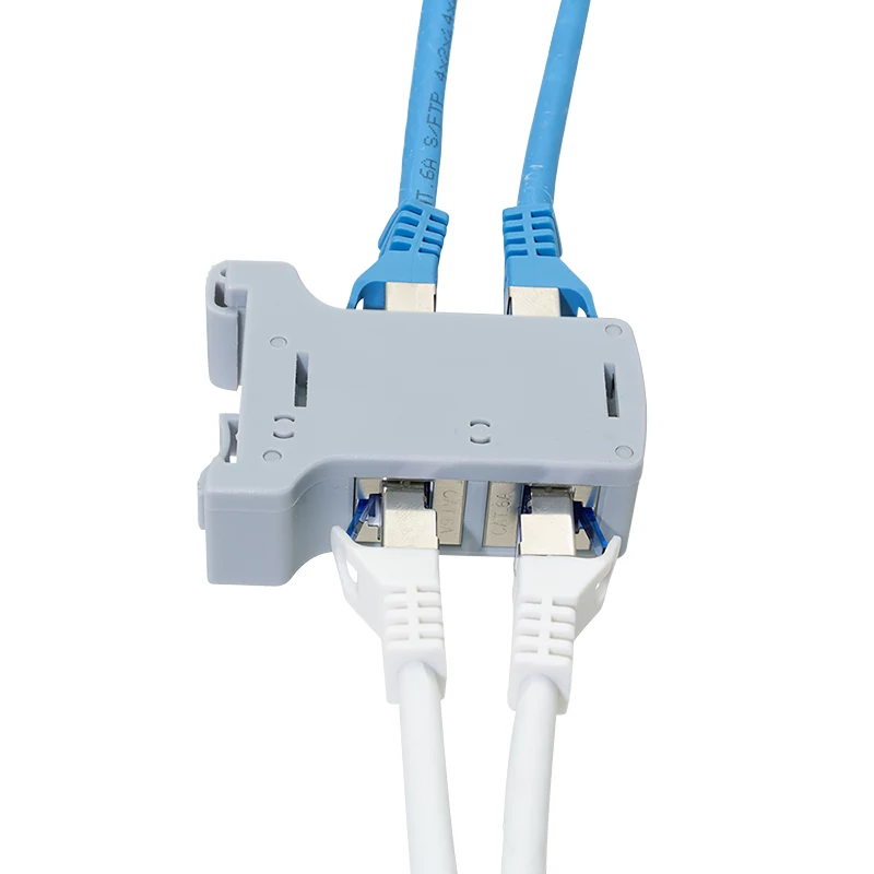 LogiLink DIN Rail tvirtinimo adapteris su 2 Cat.6A ekranuotais inline jungikliais, 10G, PoE++ (MP0079)