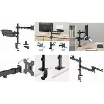 LogiLink BP0220 Monitoriaus ir nešiojamojo kompiuterio stalo laikiklis, 17-32 colių, 10kg monitoriui, 9kg nešiojamam, juodas
