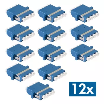 LogiLink LC Quad šviesolaidžio adapteris, 12 vnt., mėlynas, flanšinis montavimas, vienmodis