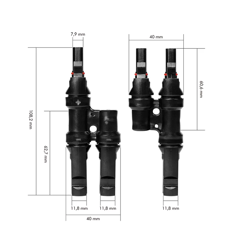 LogiLink Solar Y-Connector rinkinys, 2 vnt., MC4 suderinamas, vyriškas ir moteriškas, PVC, juodos spalvos