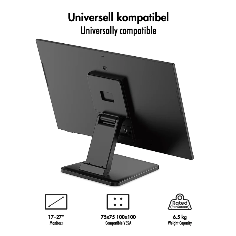 LogiLink BP0224 monitorų stovas jutikliniams ekranams 17-27 colių, 6,5 kg, VESA 75/100, pakreipimas -90° iki +90°