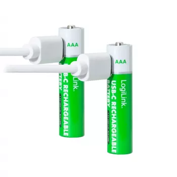 LogiLink LR03RCB2 įkraunamos AAA ličio jonų baterijos su USB-C, 1,5 V, 750 mWh, 2 vnt.