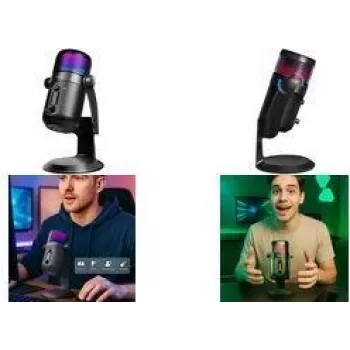 LogiLink HS0058 USB kondensatorinis mikrofonas su RGB apšvietimu, 192kHz, juodas