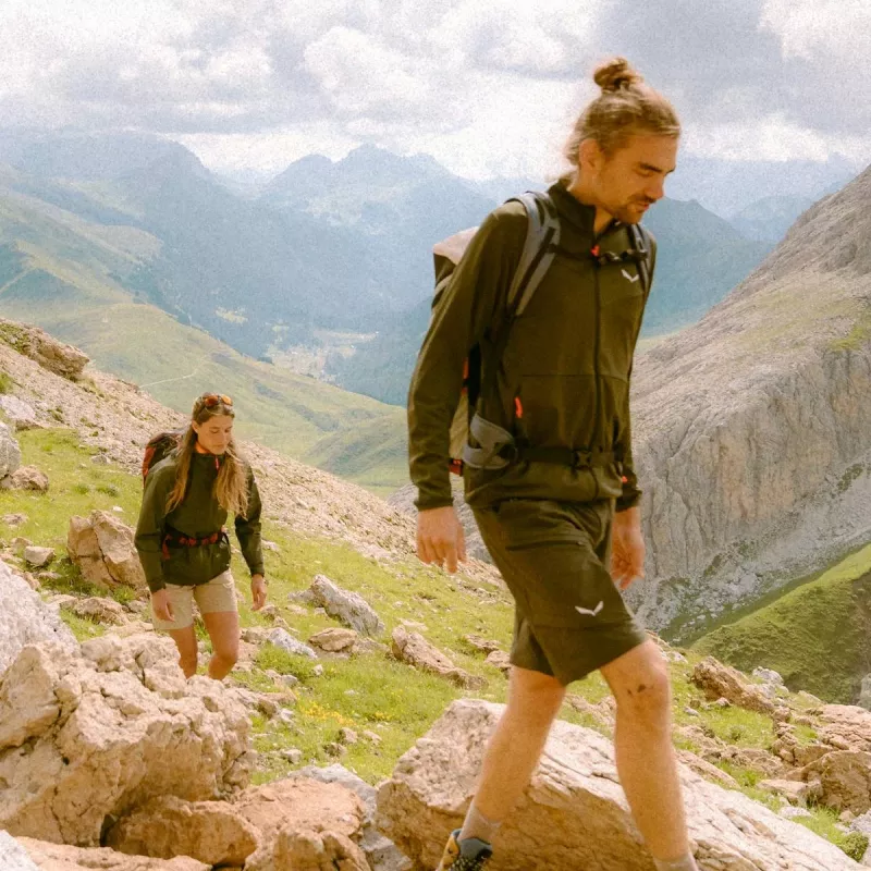 Salewa Puez Cammino PL vyriška vilnonė striukė be gobtuvo, tamsiai alyvuoginė