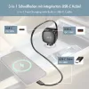 LogiLink USB automobilinis įkroviklis, 3 prievadai su įtraukiamu USB-C laidu, 60W, PD, QC, juodas