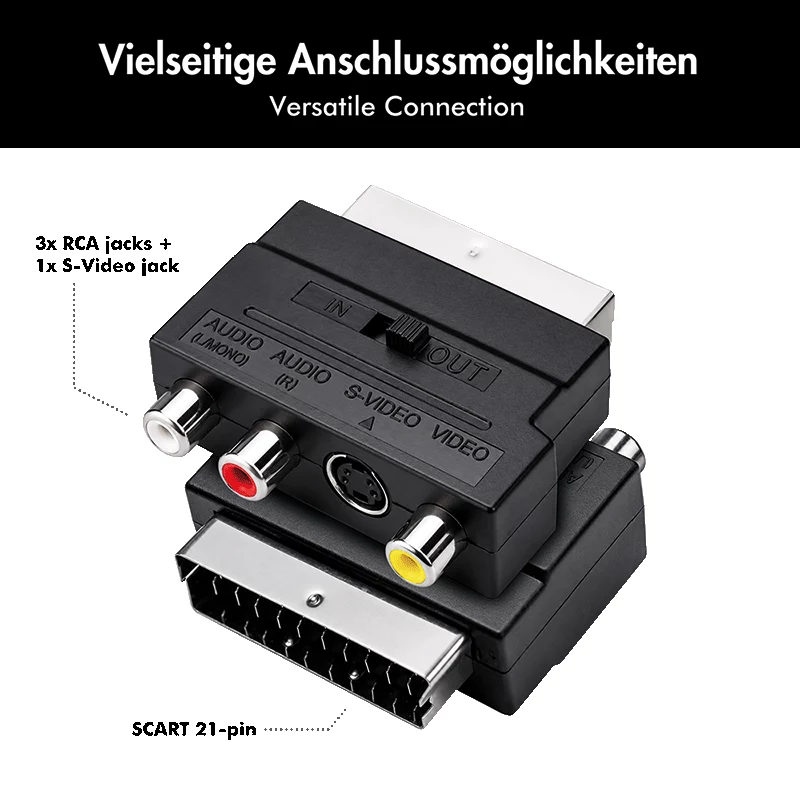 LogiLink SCART į RCA/S-Video adapteris su jungikliu, juodas