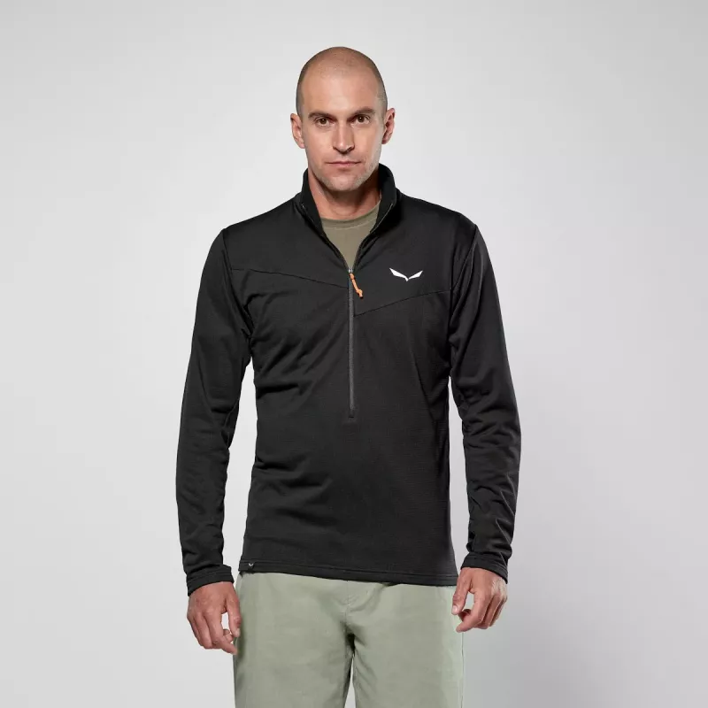 Salewa Puez Cammino Polarlite pusiau užtrauktuku vilnonis megztinis vyrams - juoda L