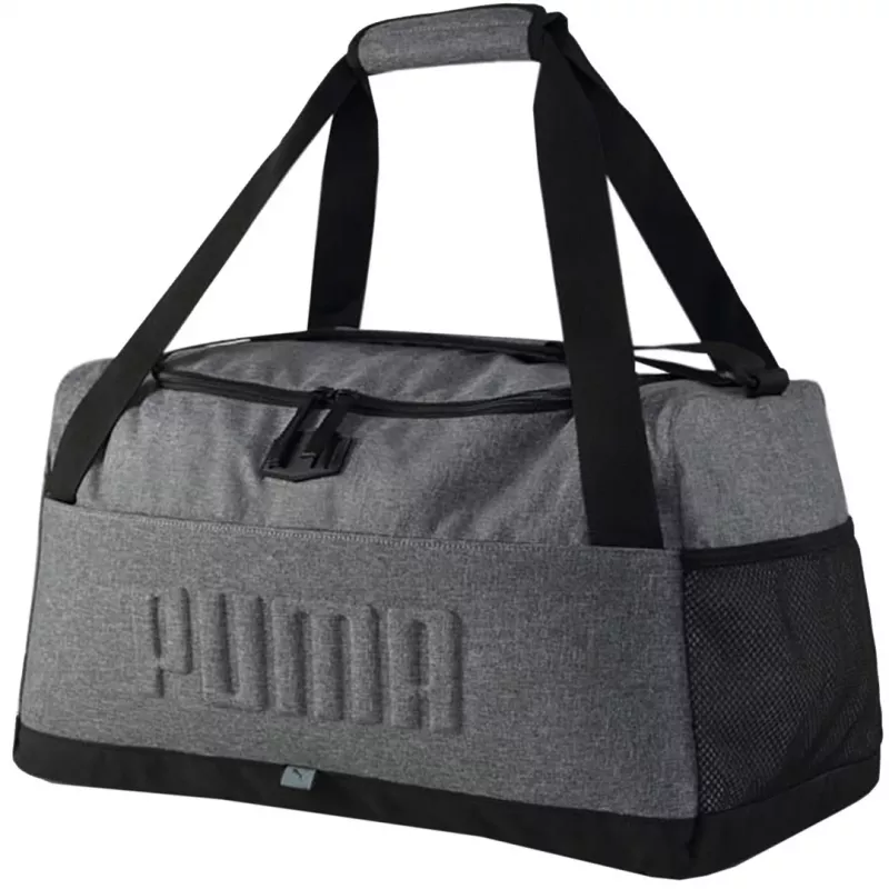 PUMA S Sports S Bag 35L pilkas sportinis krepšys su ventiliuojamu batų skyriumi