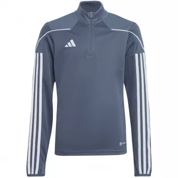 adidas Tiro 23 League vaikiški treniruočių marškinėliai su užtrauktuku, pilka/balta, 140 cm