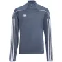 adidas Tiro 23 League vaikiški treniruočių marškinėliai su užtrauktuku, pilka/balta, 140 cm