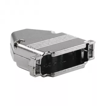 EFB Elektronik 29432.1V2 E-GP25G pilno metalo gaubtas su kabelio įtempimo apsauga, D-Sub 25 kontaktų, EMI/RFI ekranuotas, cinko lydinys, sidabrinis