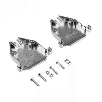 EFB Elektronik 29432.1V2 E-GP25G pilno metalo gaubtas su kabelio įtempimo apsauga, D-Sub 25 kontaktų, EMI/RFI ekranuotas, cinko lydinys, sidabrinis