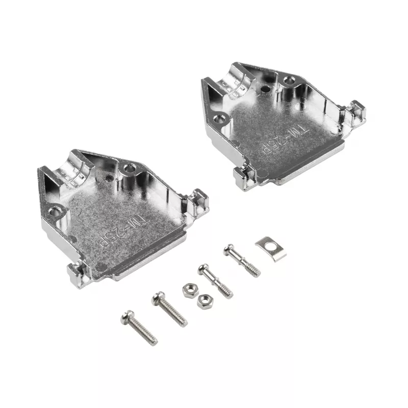 EFB Elektronik 29432.1V2 E-GP25G pilno metalo gaubtas su kabelio įtempimo apsauga, D-Sub 25 kontaktų, EMI/RFI ekranuotas, cinko lydinys, sidabrinis