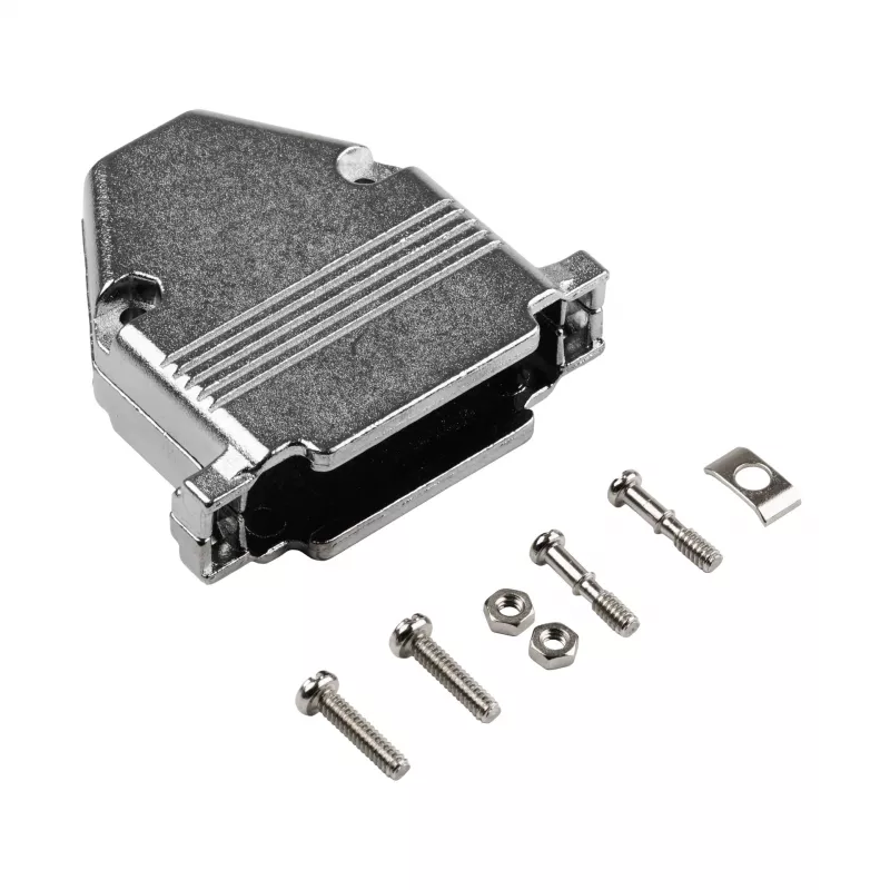 EFB Elektronik 29432.1V2 E-GP25G pilno metalo gaubtas su kabelio įtempimo apsauga, D-Sub 25 kontaktų, EMI/RFI ekranuotas, cinko lydinys, sidabrinis