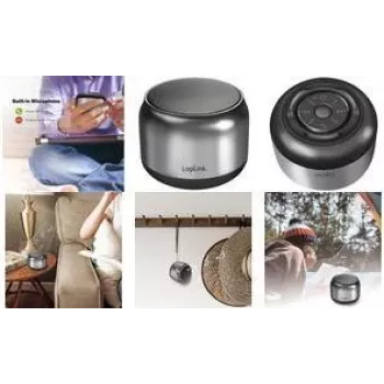 LogiLink SP0063H Bluetooth 5.1 TWS nešiojamas garsiakalbis, tamsiai pilkas/juodas, laisvų rankų įranga, 10 m veikimo nuotolis