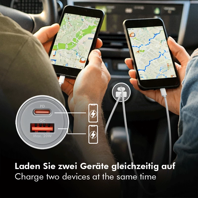 LogiLink USB automobilinis įkroviklis, 2 prievadai, 20W greitasis įkrovimas, sidabrinis