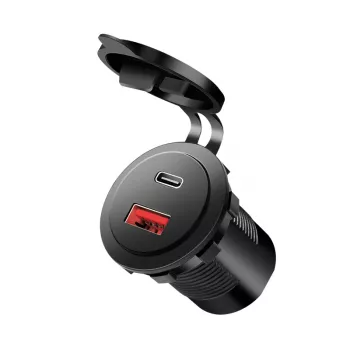 LogiLink PA0330 įmontuojamas automobilinis USB įkroviklis, USB-A + USB-C, 60 W, Power Delivery, juodas