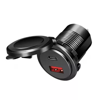 LogiLink PA0330 įmontuojamas automobilinis USB įkroviklis, USB-A + USB-C, 60 W, Power Delivery, juodas