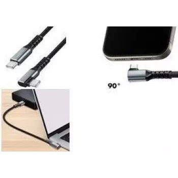 LogiLink USB 3.2 Gen 1 USB-C į USB-C laidas, 90° kampu, 2 m, juodas/pilkas, 5 Gbps, 60W PD, 4K vaizdas