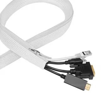 LogiLink kabelių tvarkymo įvorė su užtrauktuku, poliesteris, balta, 2m, 30mm skersmuo
