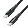 LogiLink USB 2.0 Type-C laidas su galios ekranu, C/M į C/M, 480 Mbps, 240W PD 3.1, nailono pynė, juoda, 1 m