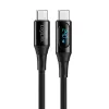 LogiLink USB 2.0 Type-C laidas su galios ekranu, C/M į C/M, 480 Mbps, 240W PD 3.1, nailono pynė, juoda, 1 m
