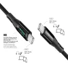 LogiLink USB 2.0 Type-C laidas su galios ekranu, C/M į C/M, 480 Mbps, 240W PD 3.1, nailono pynė, juoda, 1 m