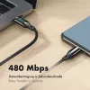 LogiLink USB 2.0 Type-C laidas su galios ekranu, C/M į C/M, 480 Mbps, 240W PD 3.1, nailono pynė, juoda, 1 m