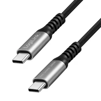 LogiLink USB 2.0 Type-C laidas, C/M į C/M, 480 Mbps, 240W, nailonas, metalas, juoda/sidabrinė, 0,5 m