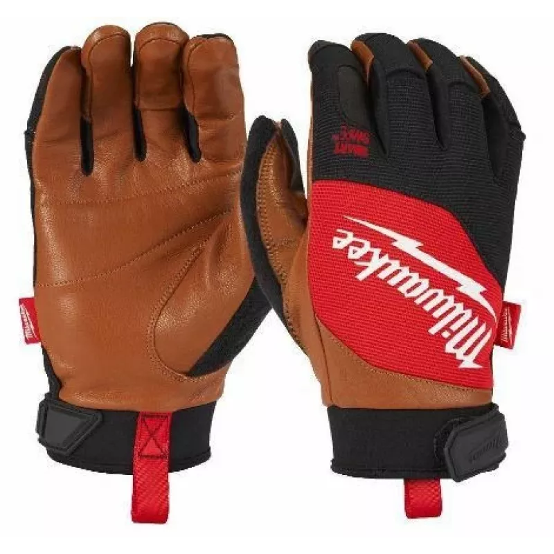 Milwaukee Leather Hybrid darbo pirštinės M/8 dydis su SMARTSWIPE jutiklinio ekrano palaikymu