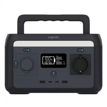 LogiLink nešiojama elektrinė stotis 300W LiFePO4 baterija, 288Wh gryno sinuso banga, 60W USB-C PD, QC3.0, tinkama saulės įkrovimui