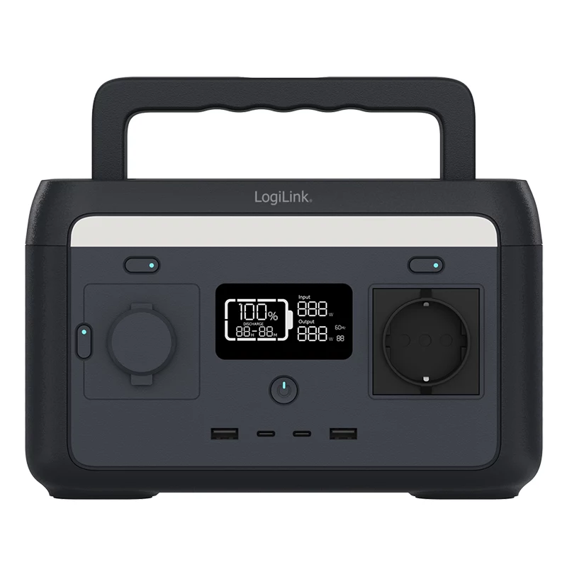 LogiLink nešiojama elektrinė stotis 300W LiFePO4 baterija, 288Wh gryno sinuso banga, 60W USB-C PD, QC3.0, tinkama saulės įkrovimui