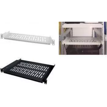 LogiLink SF1C40B 19 colių fiksuota lentyna 1U, 300 mm gylio, juoda RAL 9005, plienas, max 15 kg