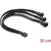 Delock ventiliatoriaus skirstytuvas 1 x 4-Pin PWM moteriška į 2 x 4-Pin PWM vyriška (3 kontaktai prijungti ant antrojo) pintas apvalkalas 30 cm juodas