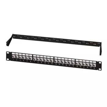 LogiLink Modular 24-Port Cat.6A Keystone Patch Panel, 19 colio/1U, juodas, EconLine