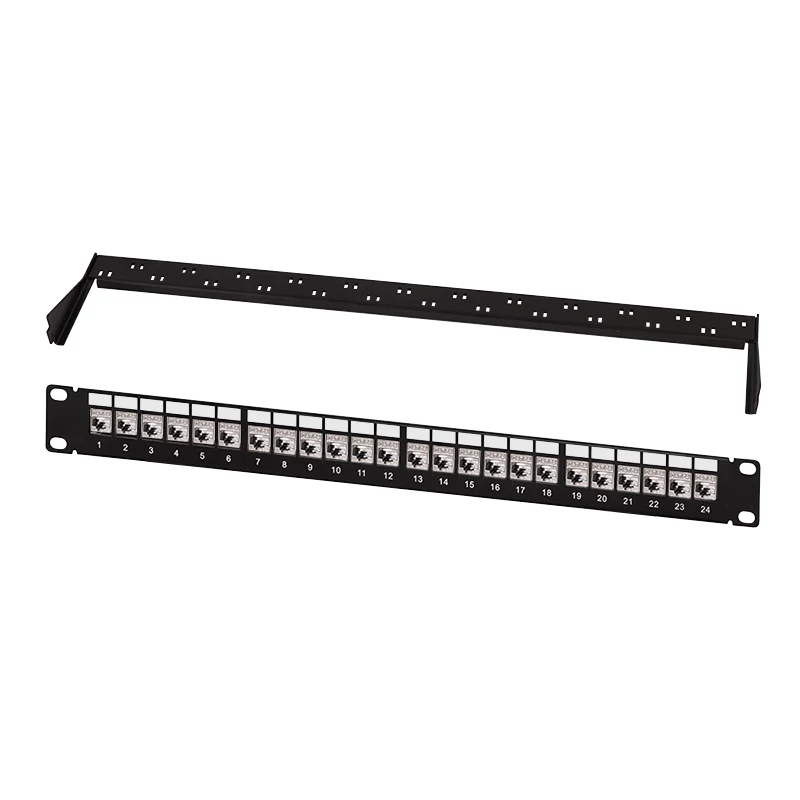 LogiLink Modular 24-Port Cat.6A Keystone Patch Panel, 19 colio/1U, juodas, EconLine