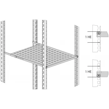 EFB Elektronik 691641FTS.10 19 inch 0,5U fiksuota lentyna stelažui, 70 kg apkrova, 750-850 mm gylis, juoda (RAL 9005)