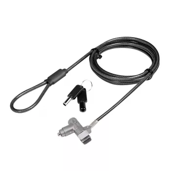 LogiLink NBS015 Universal Key Lock, skirta nešiojamiesiems kompiuteriams, ultrabookams, MacBook Pro ir planšetėms – cinkuoto plieno kabelis, 2 m, juoda/sidabrinė