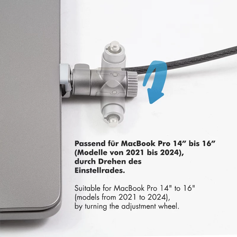 LogiLink NBS015 Universal Key Lock, skirta nešiojamiesiems kompiuteriams, ultrabookams, MacBook Pro ir planšetėms – cinkuoto plieno kabelis, 2 m, juoda/sidabrinė