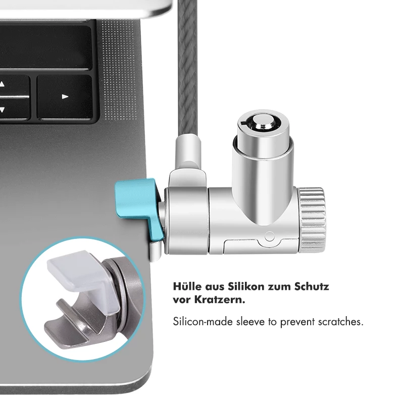 LogiLink NBS015 Universal Key Lock, skirta nešiojamiesiems kompiuteriams, ultrabookams, MacBook Pro ir planšetėms – cinkuoto plieno kabelis, 2 m, juoda/sidabrinė
