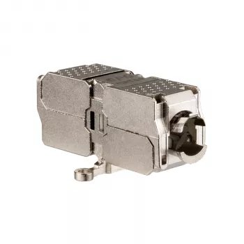 EFB ELEKTRONIK Cat.6A/Cat.7/Cat.7A ekranuotas „Keystone“ lizdas, be įrankių, cinko liejinys, RJ45, 500 MHz, 10G, T568A/B, auksu padengtas, juodas