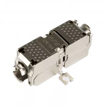 EFB ELEKTRONIK Cat.6A/Cat.7/Cat.7A ekranuotas „Keystone“ lizdas, be įrankių, cinko liejinys, RJ45, 500 MHz, 10G, T568A/B, auksu padengtas, juodas