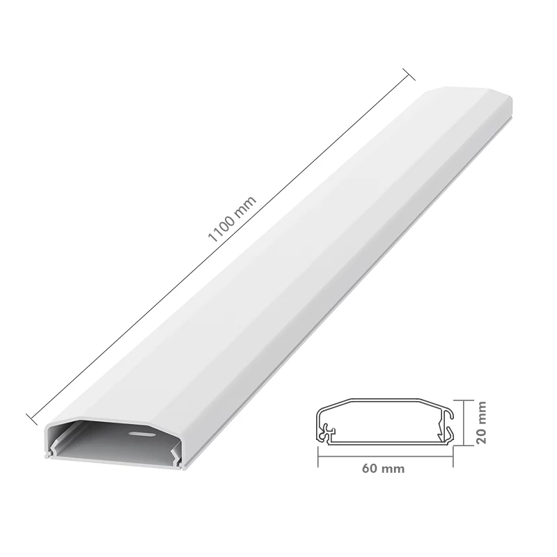 LogiLink kabelių kanalas, PVC, 750 x 60 x 20 mm, baltas, lipnus, su užsegamu dangteliu