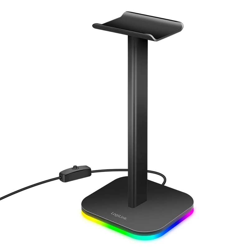 LogiLink Ausinių stovas su RGB apšvietimu, juodas
