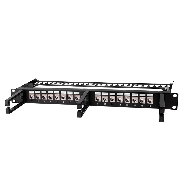 LOGILINK Modular 16 prievadų Cat.6A Keystone skydelis, 19/1U, su 3 kabelių žiedais, juodas