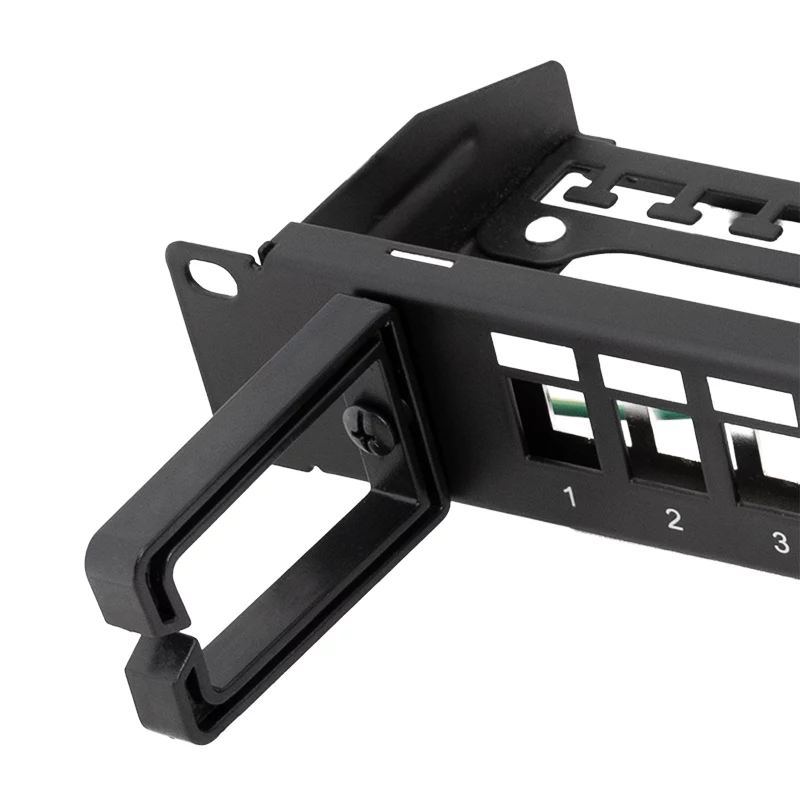 LOGILINK Modular 16 prievadų Cat.6A Keystone skydelis, 19/1U, su 3 kabelių žiedais, juodas