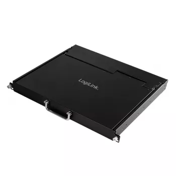 LogiLink 8 prievadų KVM konsolė su 17 colių LCD, VGA, itin mažo gylio, 1U stelažo