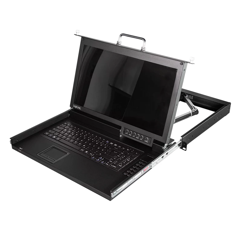 LogiLink 8 prievadų KVM konsolė su 17 colių LCD, VGA, itin mažo gylio, 1U stelažo