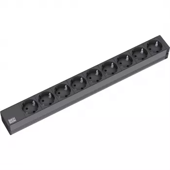Bachmann 19 colių maitinimo juosta 9x CEE 7/3 Schuko juoda H05VV-F 3G1.5mm² GST18 kištukas 0.2m